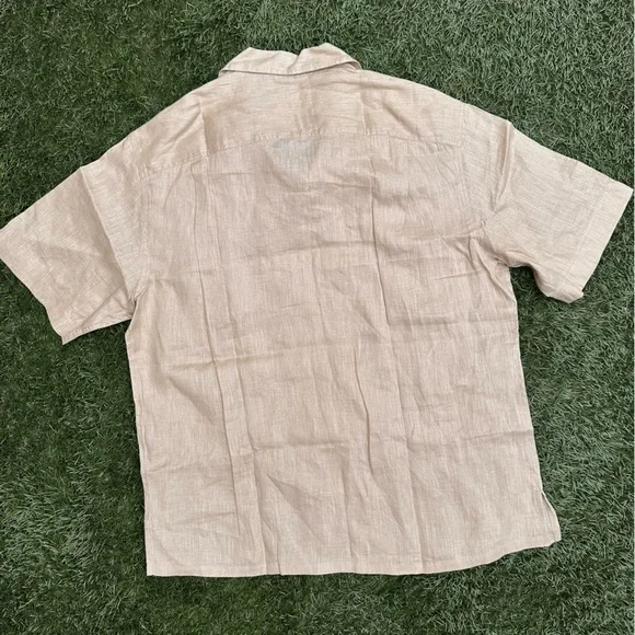 Biasa Men’s Ingram Hand Stitched Camp Shirt Linen Resortwear Relaxed Fit Stone M - Picture 8 of 8